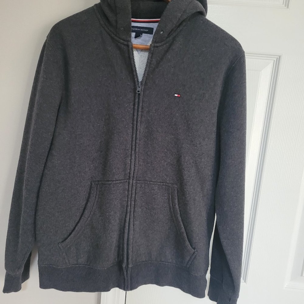 Tommy Hilfiger dark grey hoode with zipper big boys size M